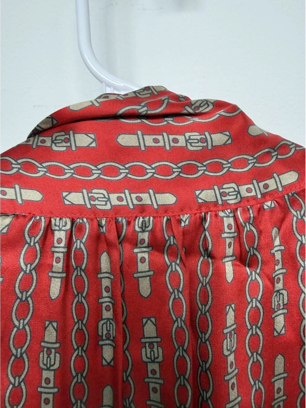 Vintage 90s Banana Republic 100% Silk Chain Print Blouse XS